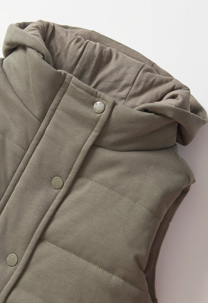 HOODED PUFFER VEST - ARMY GREEN